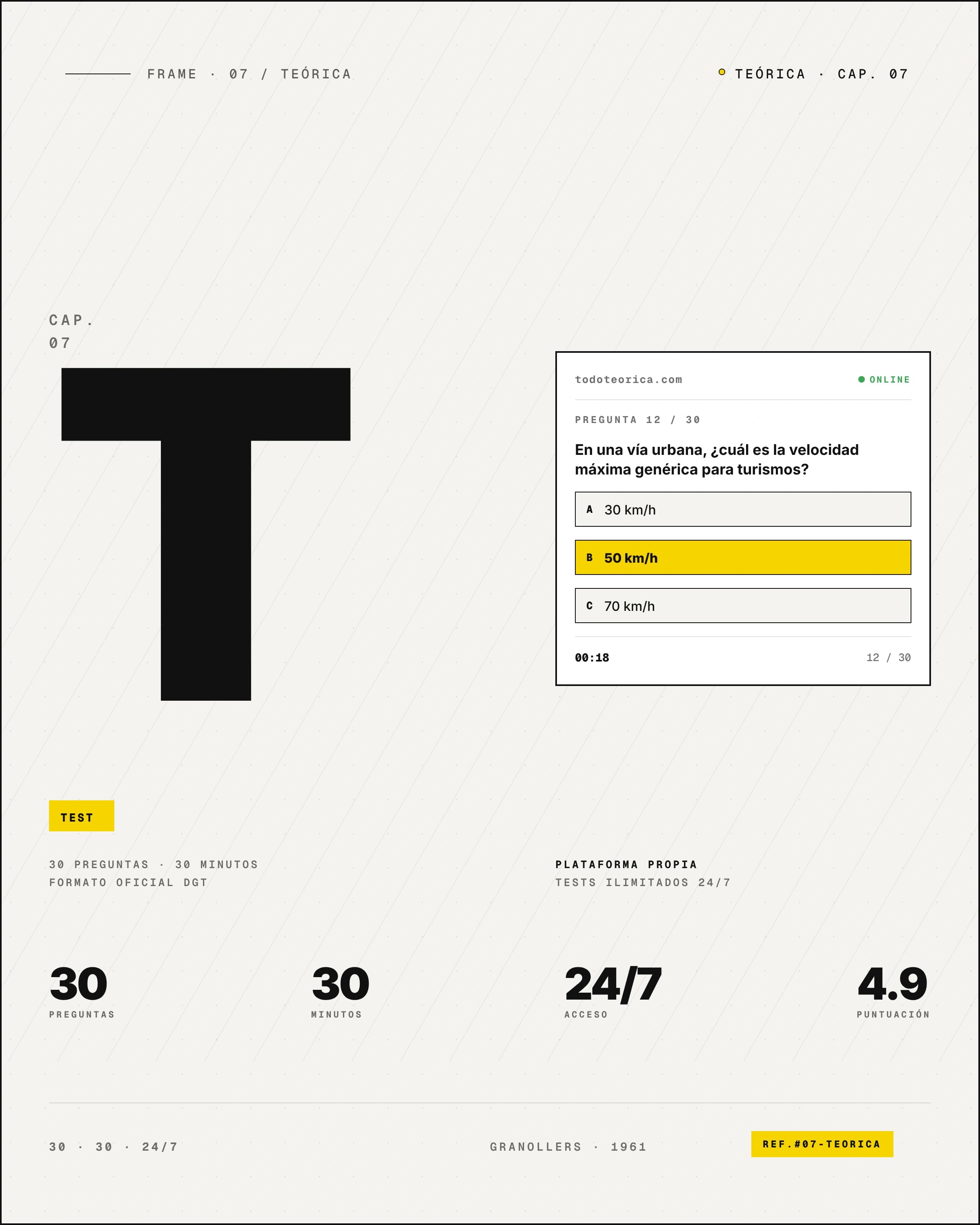 Teórica del carnet de conducir en Granollers — plataforma propia de tests ilimitados de la DGT